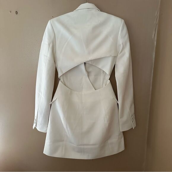 New ALC Carlyle Blazer mini dress cut out back white designer Sz XS 00 - Picture 11 of 13